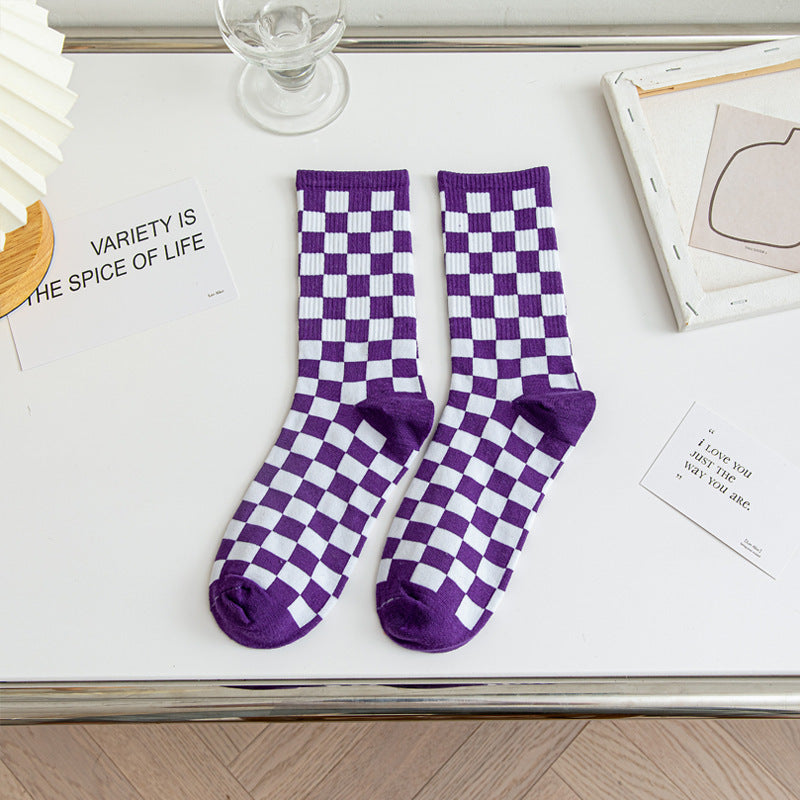 Chessboard Fashion Tube Socks