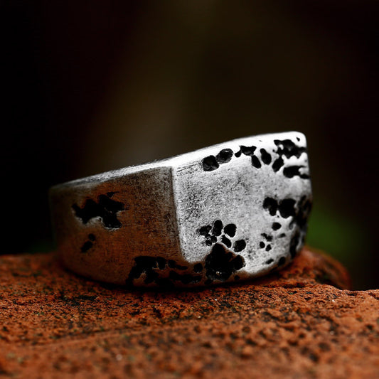 Men's Distressed Stainless Steel Ring