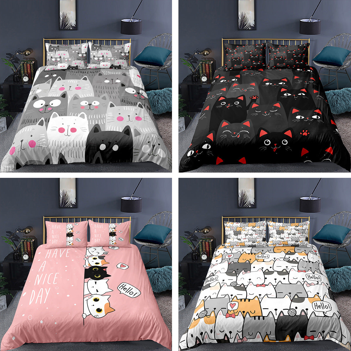 Kitty Series Quilt Cover And Pillowcase