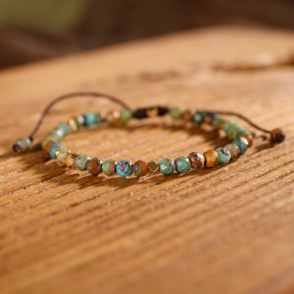 Natural African Turquoise Braided Adjustable Bracelet