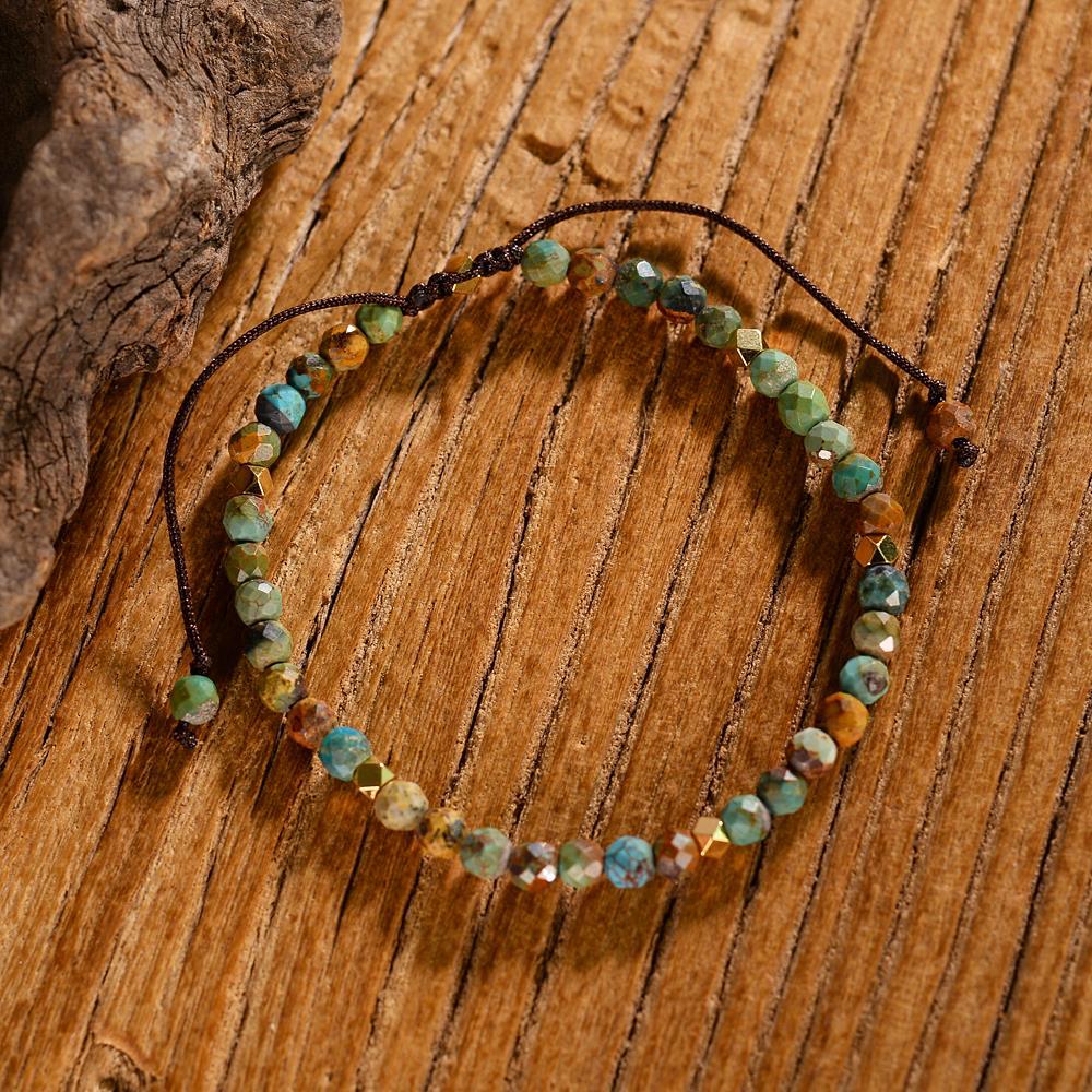 Natural African Turquoise Braided Adjustable Bracelet