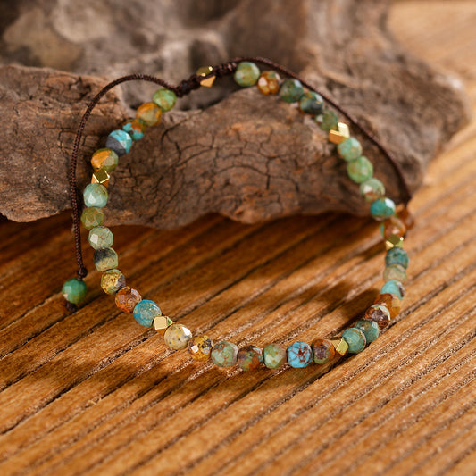 Natural African Turquoise Braided Adjustable Bracelet