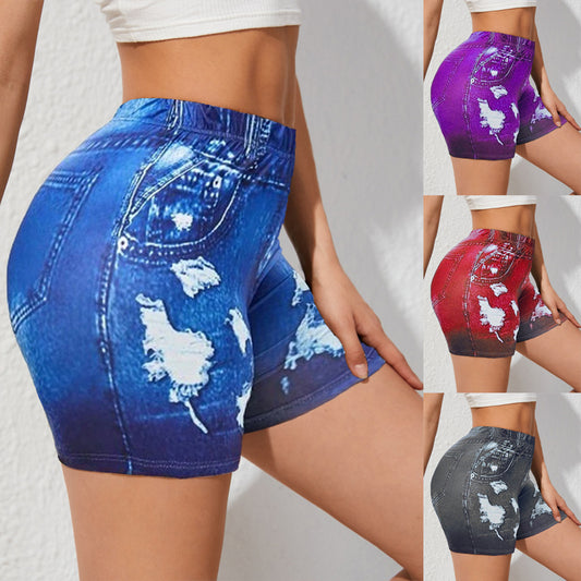 Women's Printed Denim Shorts