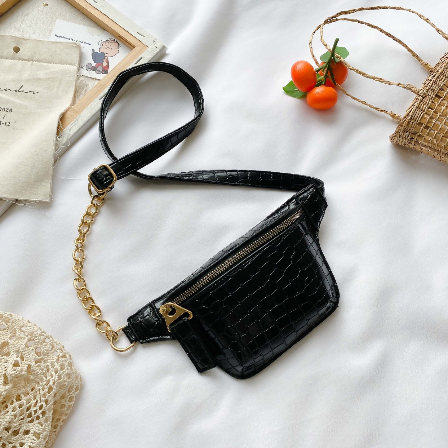 Fashion chain zipper waist bag