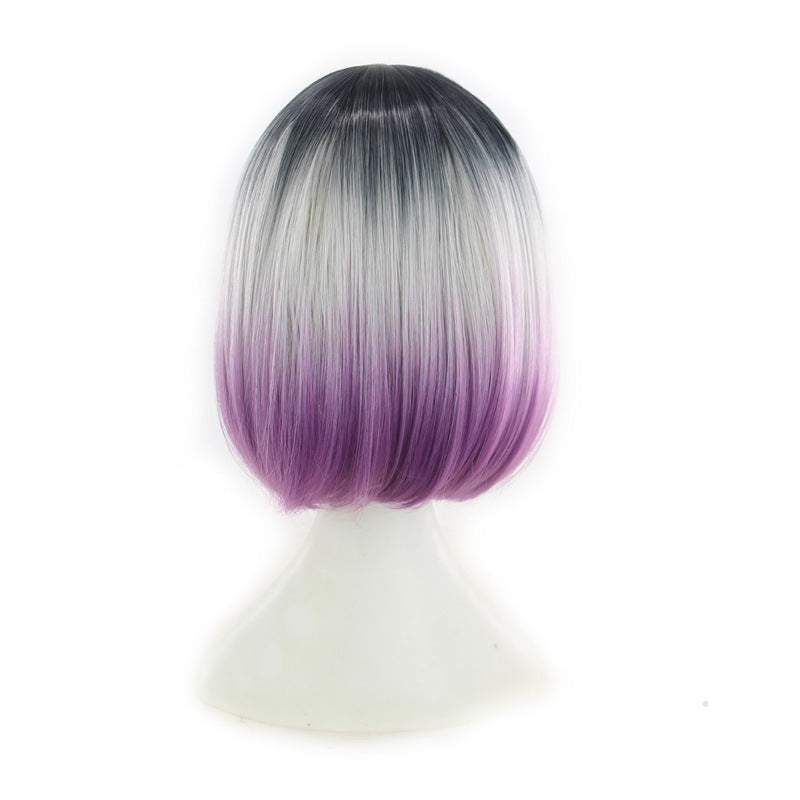 Three-color gradient mid-center  wig