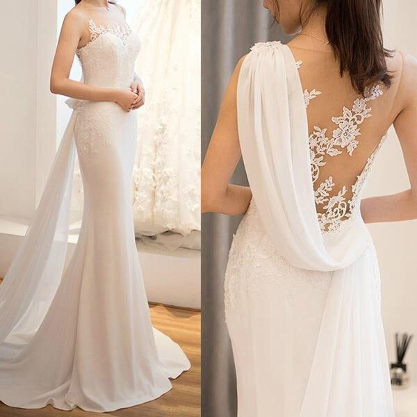 Mid-waist Dream See-through Light Wedding Dress