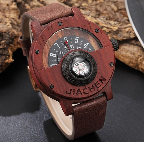 Multifunctional Compass Wood Watch