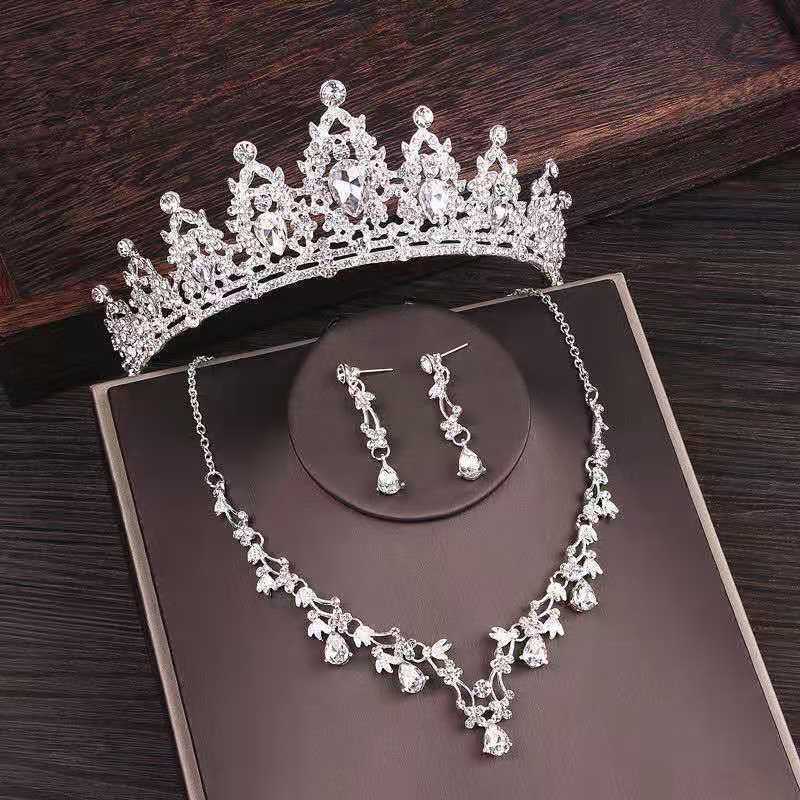 Rhinestone Crown Necklace Set