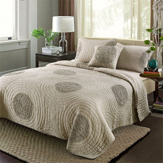 Embroidered quilted bedding