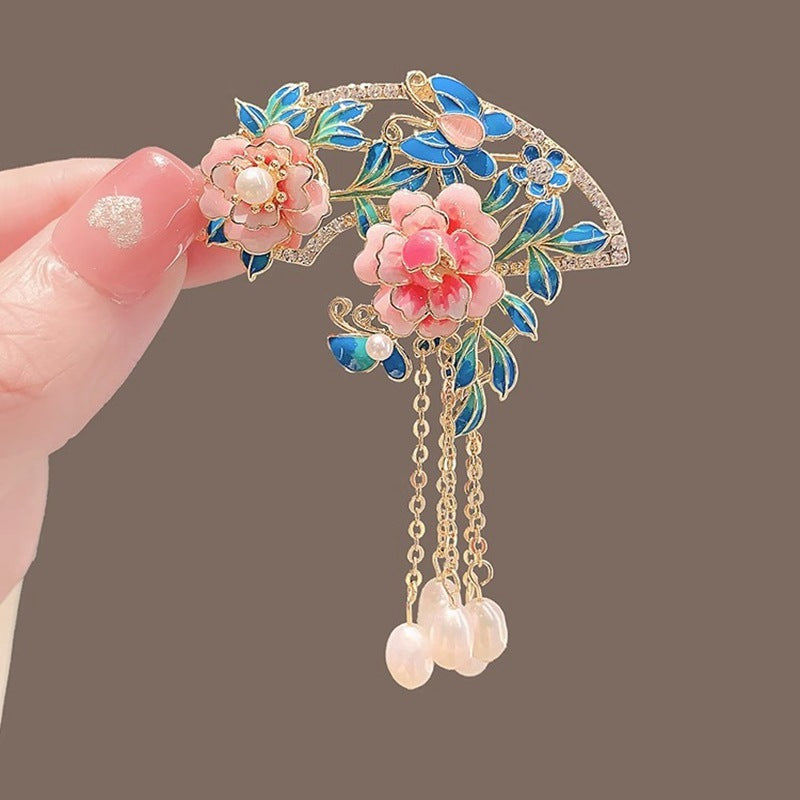 Silk Flower Peony Flower Brooch