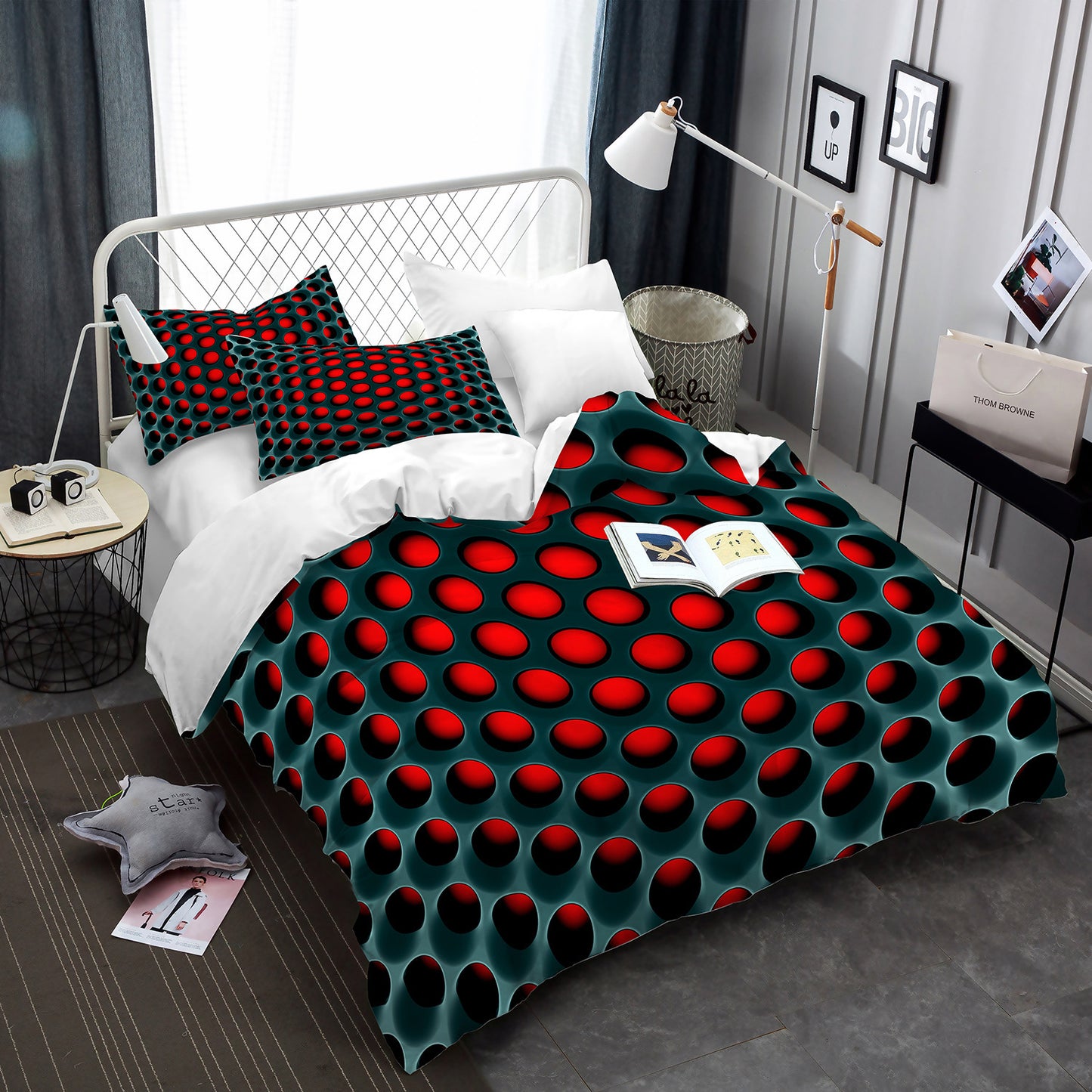 Three-piece honeycomb duvet cover