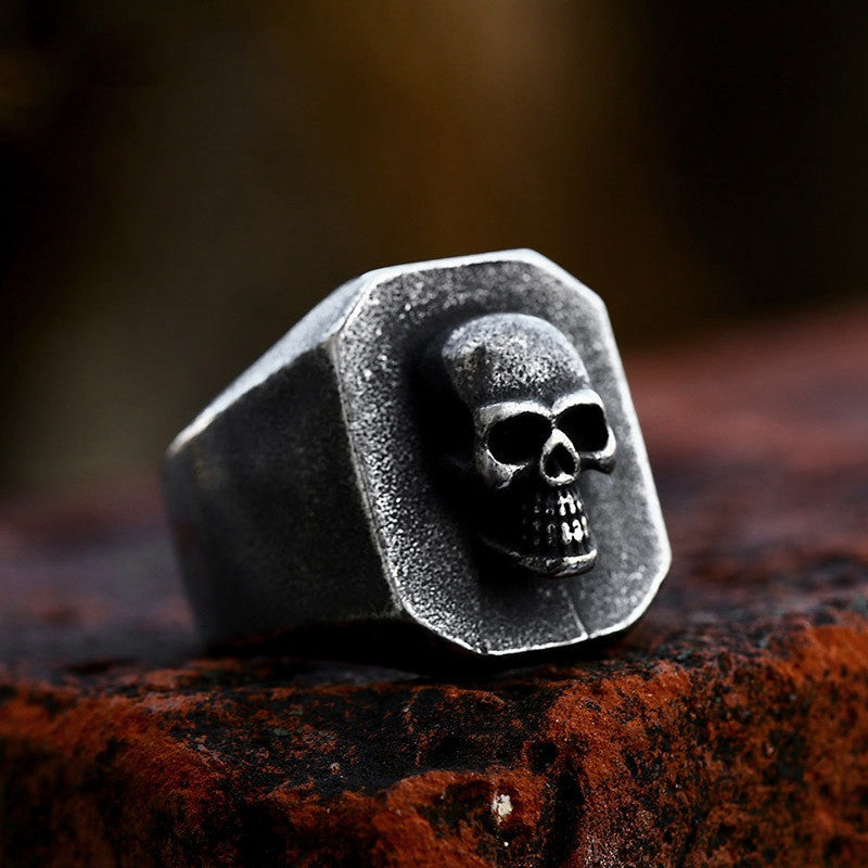 Stainless Steel Old Skull Vintage Ring