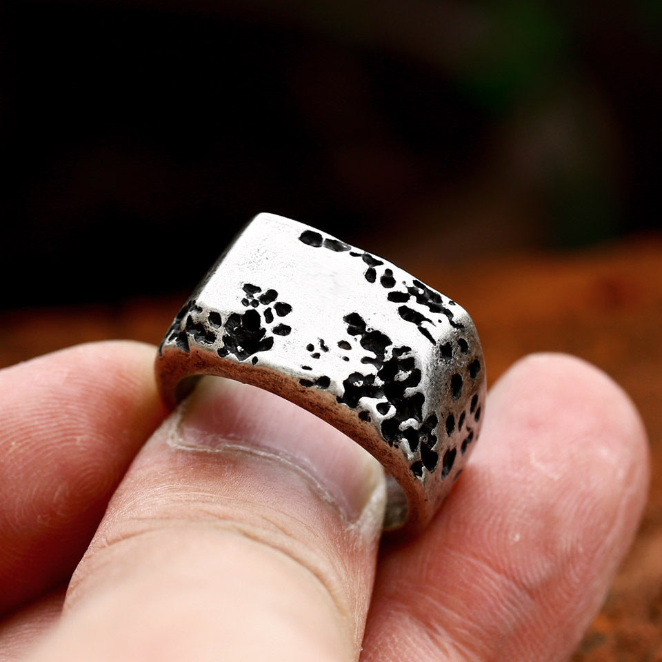 Men's Distressed Stainless Steel Ring