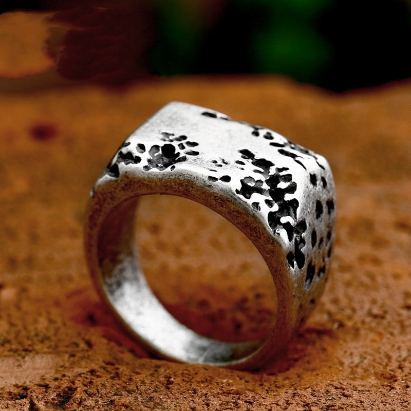 Men's Distressed Stainless Steel Ring