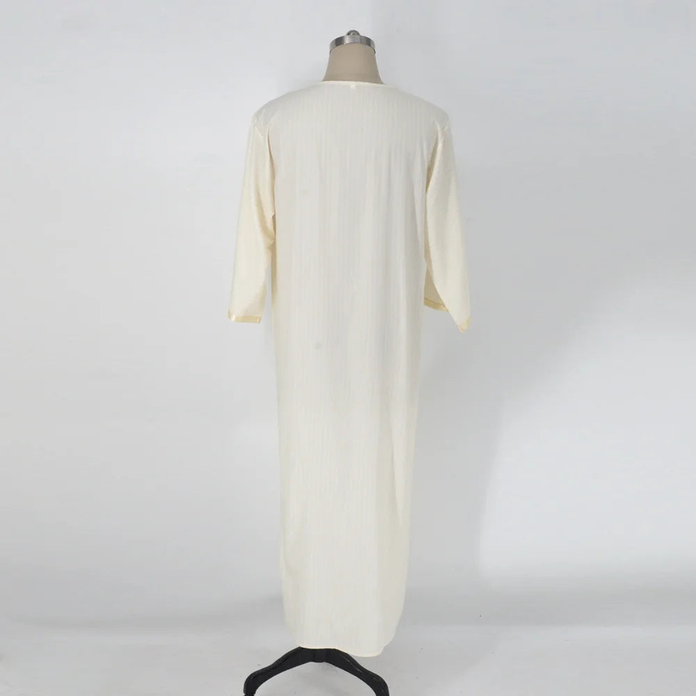 Ethnic Style Loose White Muslim Robe