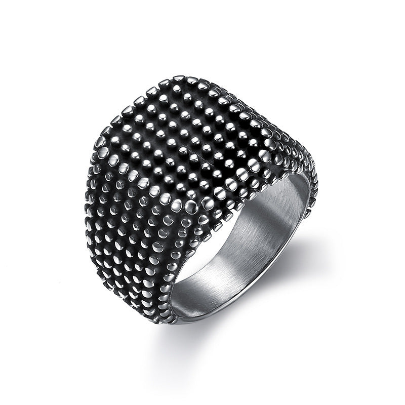 Men's Fashion Black Square Hemp Dot Ring