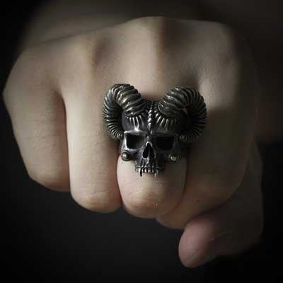 Satan Horn Devil Skull Ring