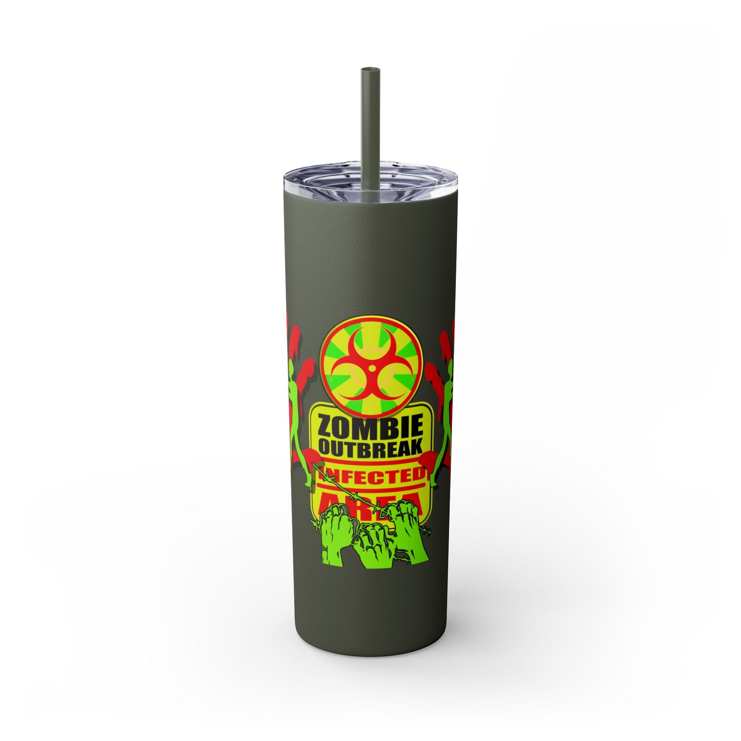 Zombie Zone. 20oz Skinny Tumbler with Straw