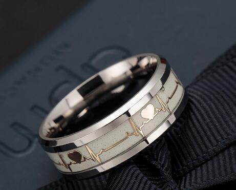 ECG Heartbeat Carbon Fiber Ring