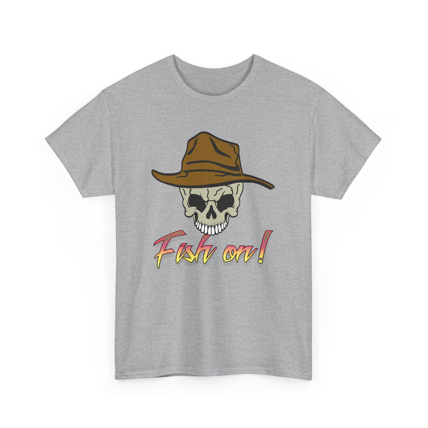 Fish on Skull. Heavy Cotton T-Shirt