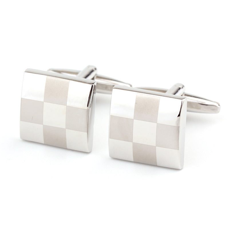 Men's Square Plaid French Cufflinks