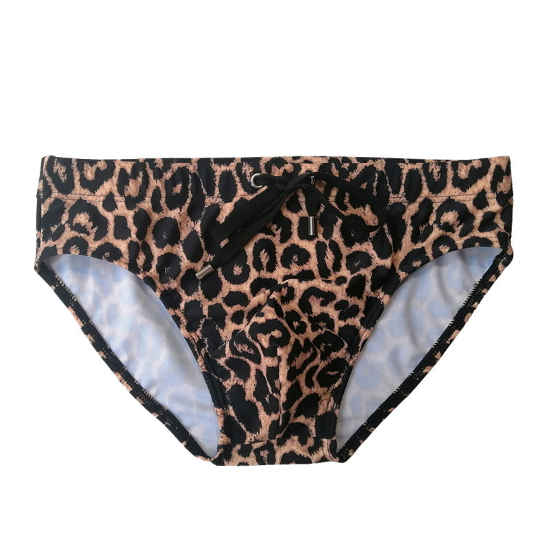 Men's Low Waist Printed Leopard Swim Briefs