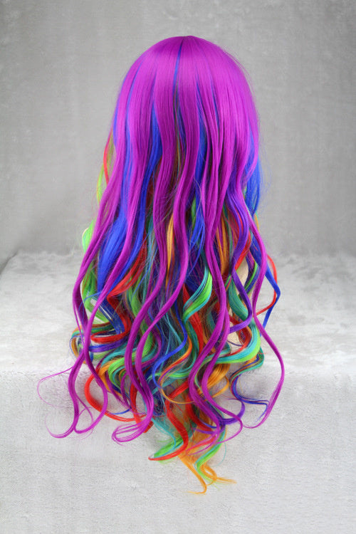 Colorful rainbow gradient hairstyle Wig