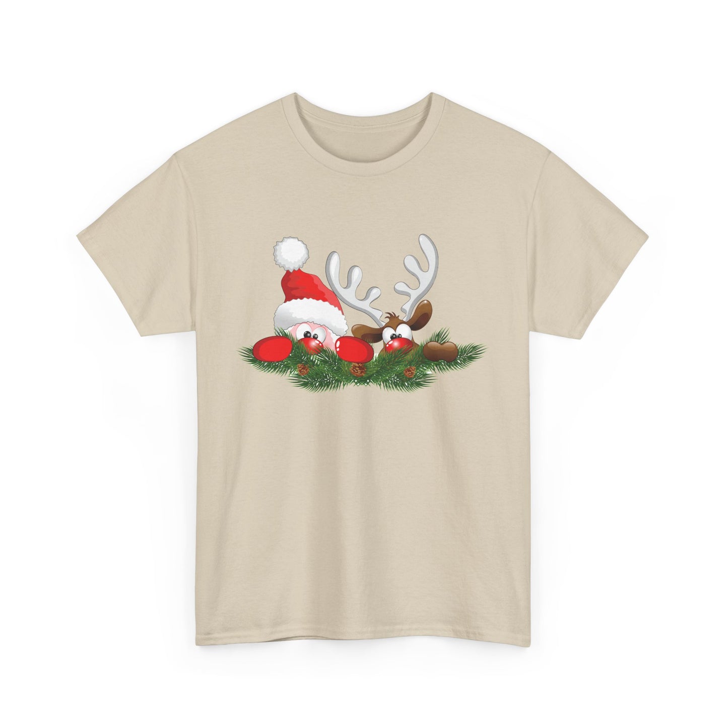 Peeking Santa. Heavy Cotton T-Shirt