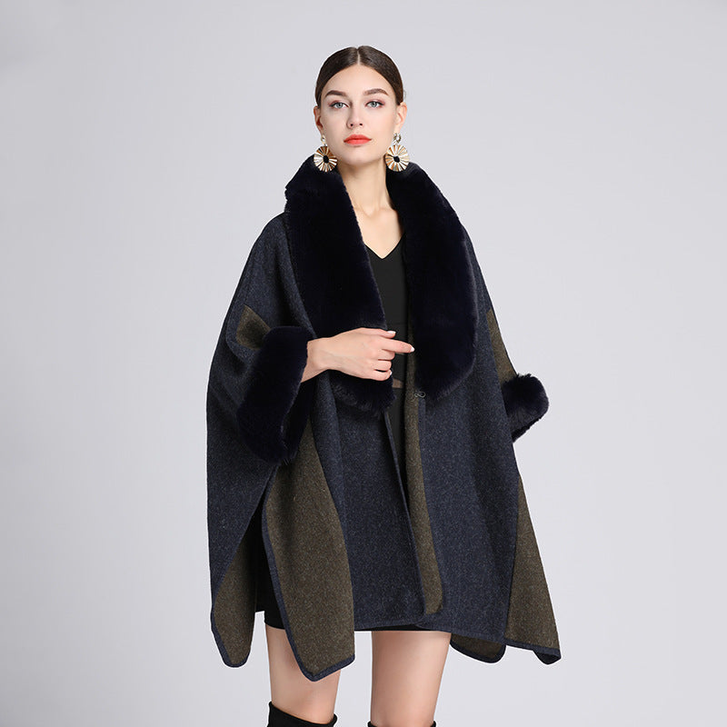 Imitation Rex Rabbit Fur Collar Cape And Shawl