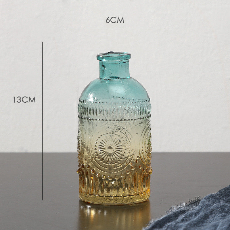 Embossed glass transparent vase