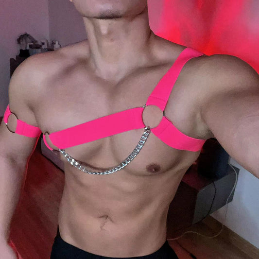 Men's Fluorescent Iron Chain Chest Strap