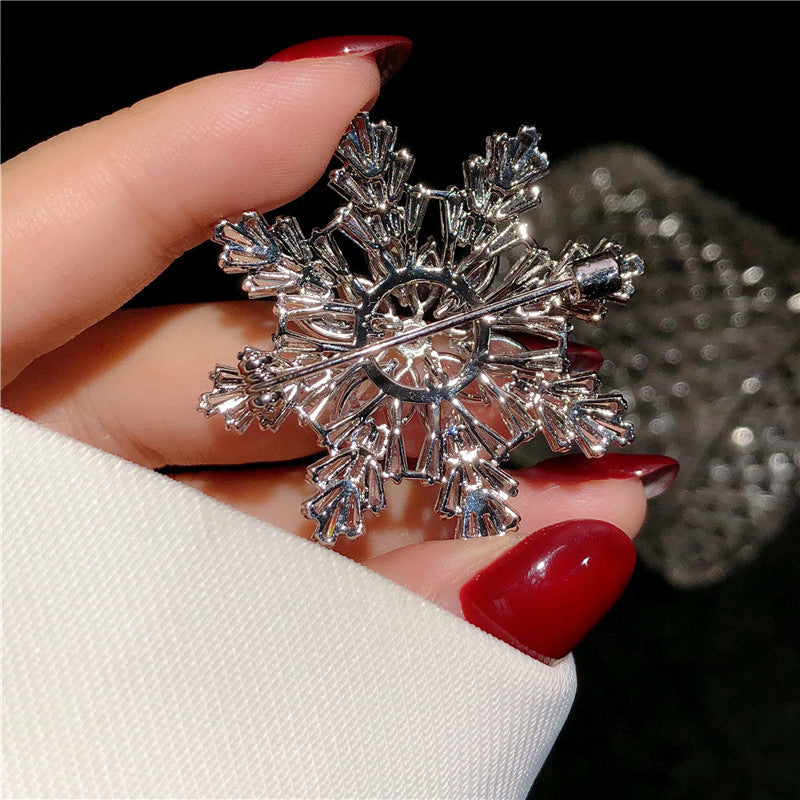 Multilayer Zircon Snowflake Brooch