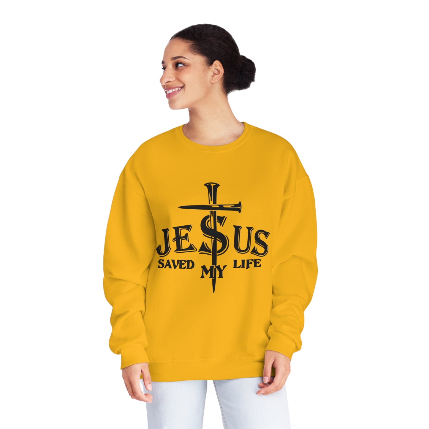 Jesus Saved My Life, Unisex NuBlend® Crewneck Sweatshirt