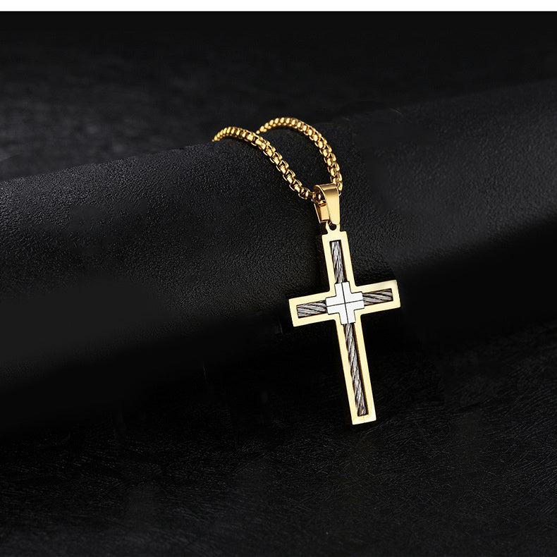 Titanium Steel Wire Cross Necklace