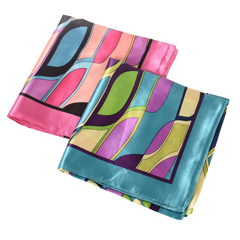 Geometric Silk Large Headscarf