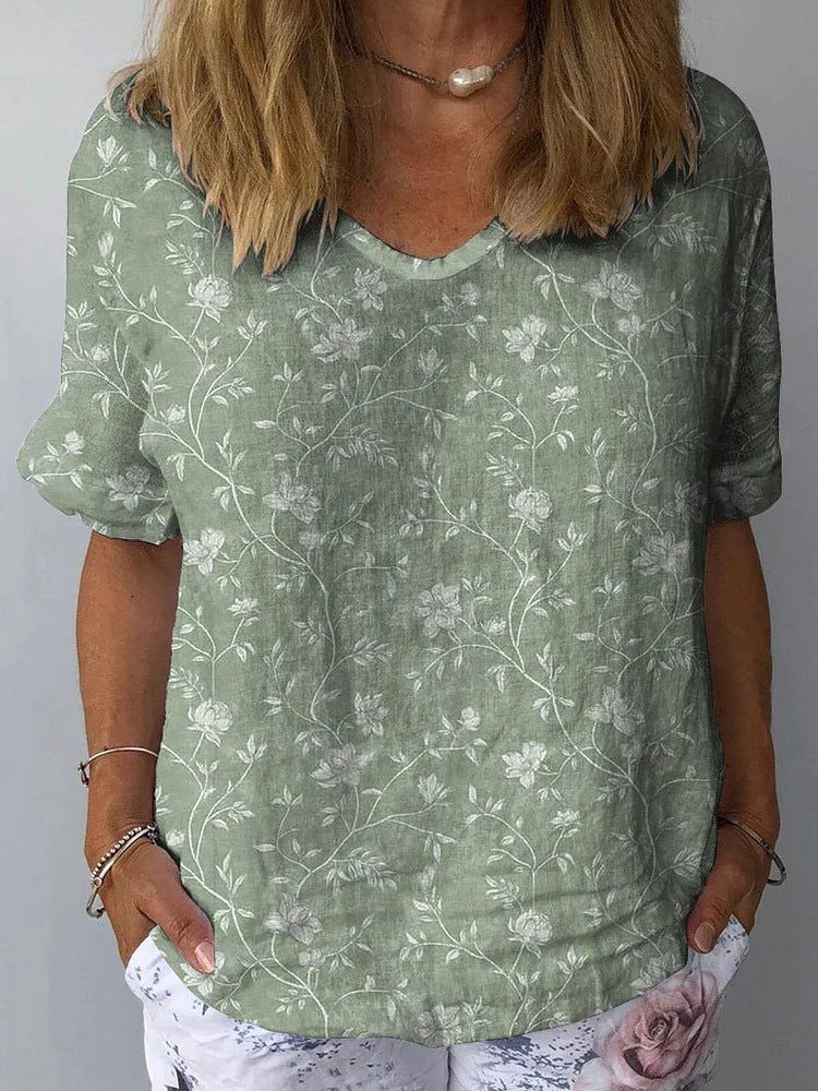 Women's Collarless Polyester Printed Top