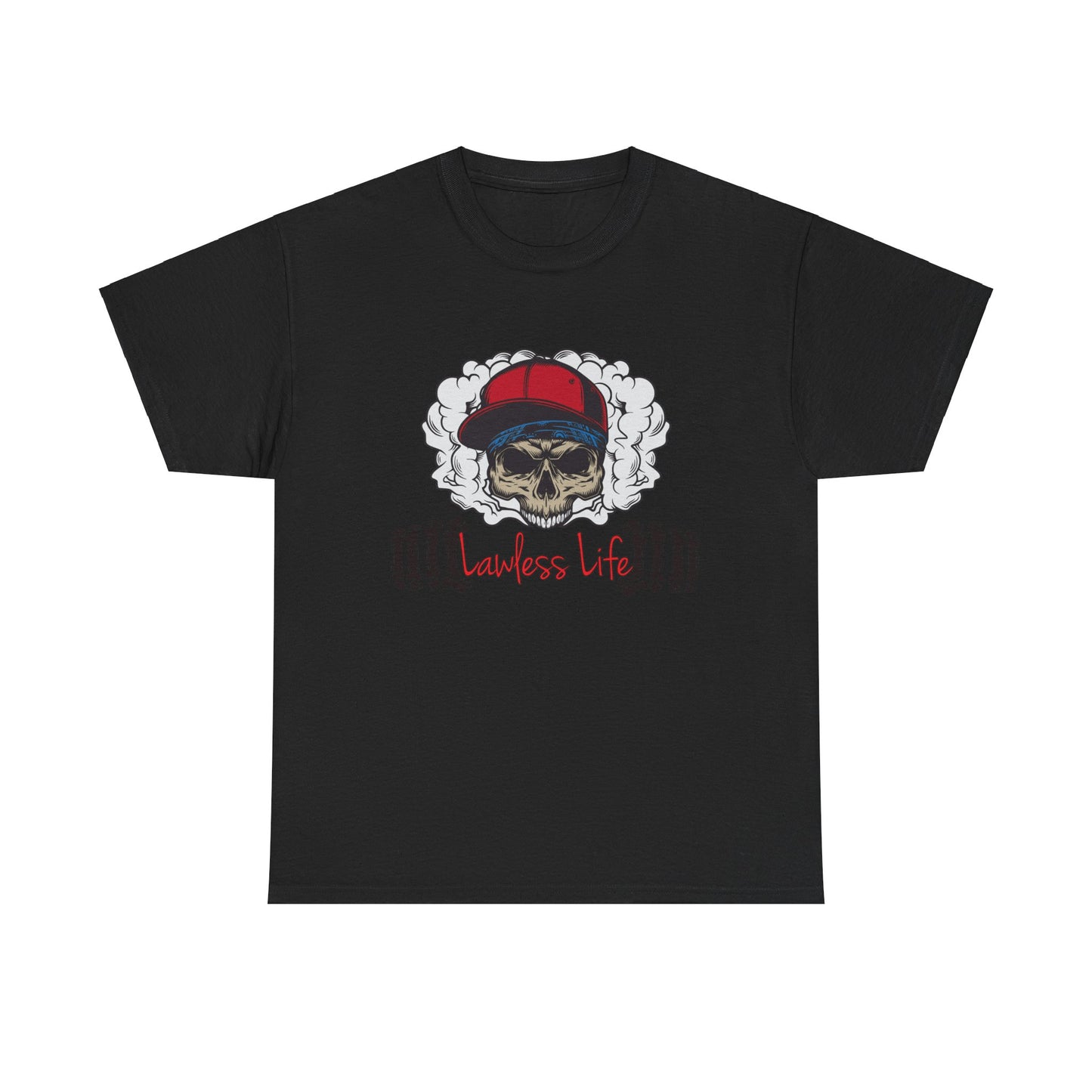 Lawless Life Smoking Skull. Heavy Cotton T-Shirt