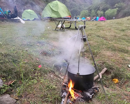 Camping campfire tripod