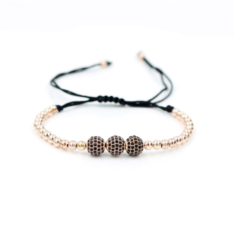 Copper Inlaid Zircon Diamond Ball Woven Bracelet