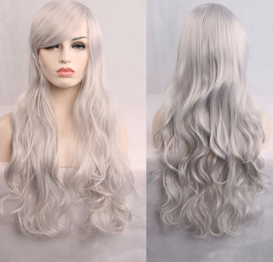 Anime cos wig color 80cm long curly cosplay