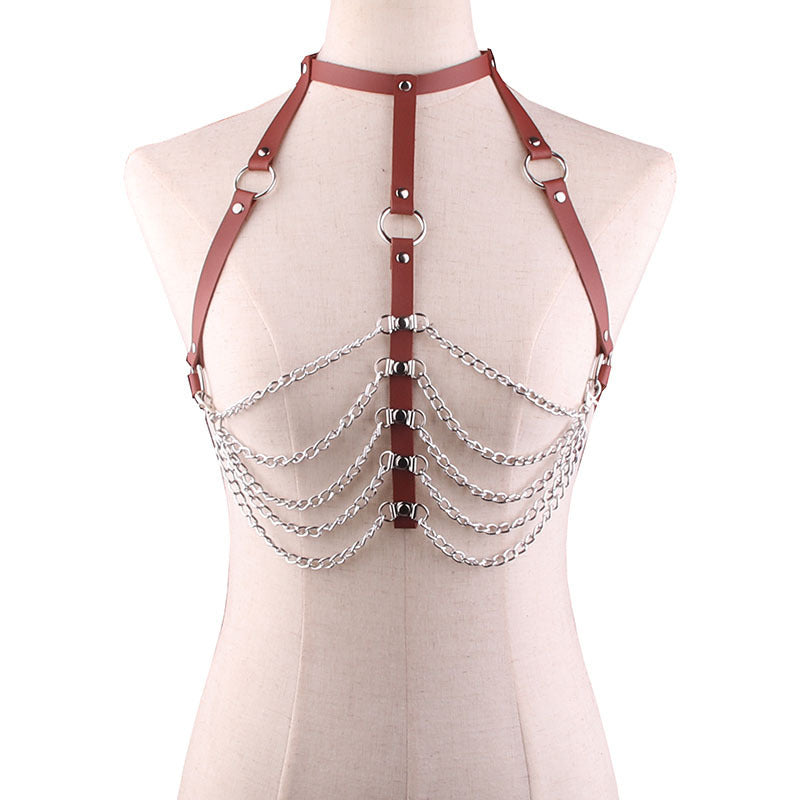 Leather collar body chain