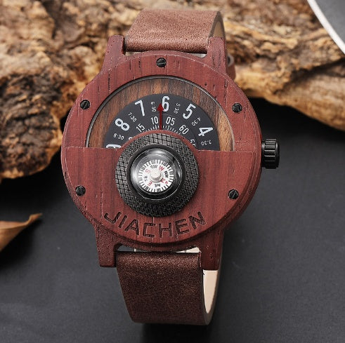 Multifunctional Compass Wood Watch