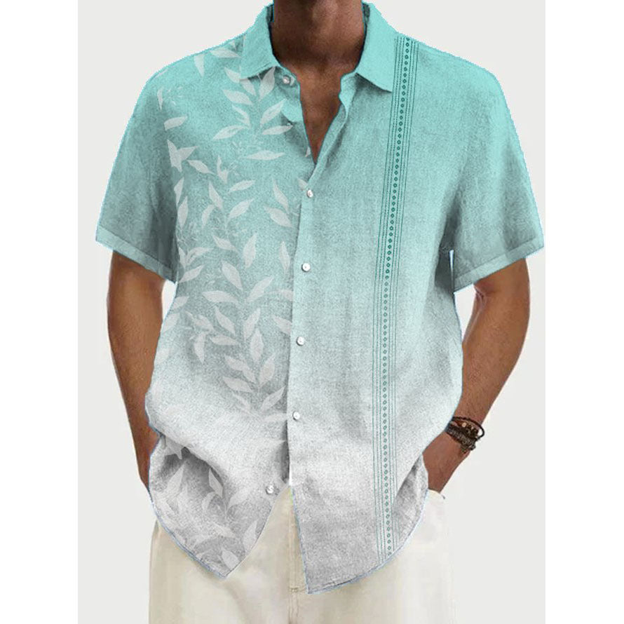 Hawaiian Short Sleeve Gradient Color 3D Digital Printing Shirt