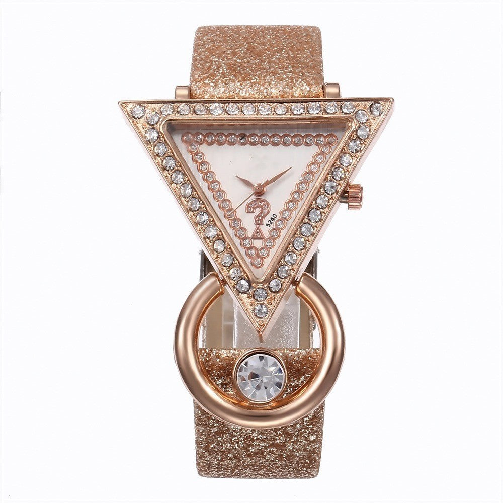 Triangle Diamond Set Metal Dial Watch