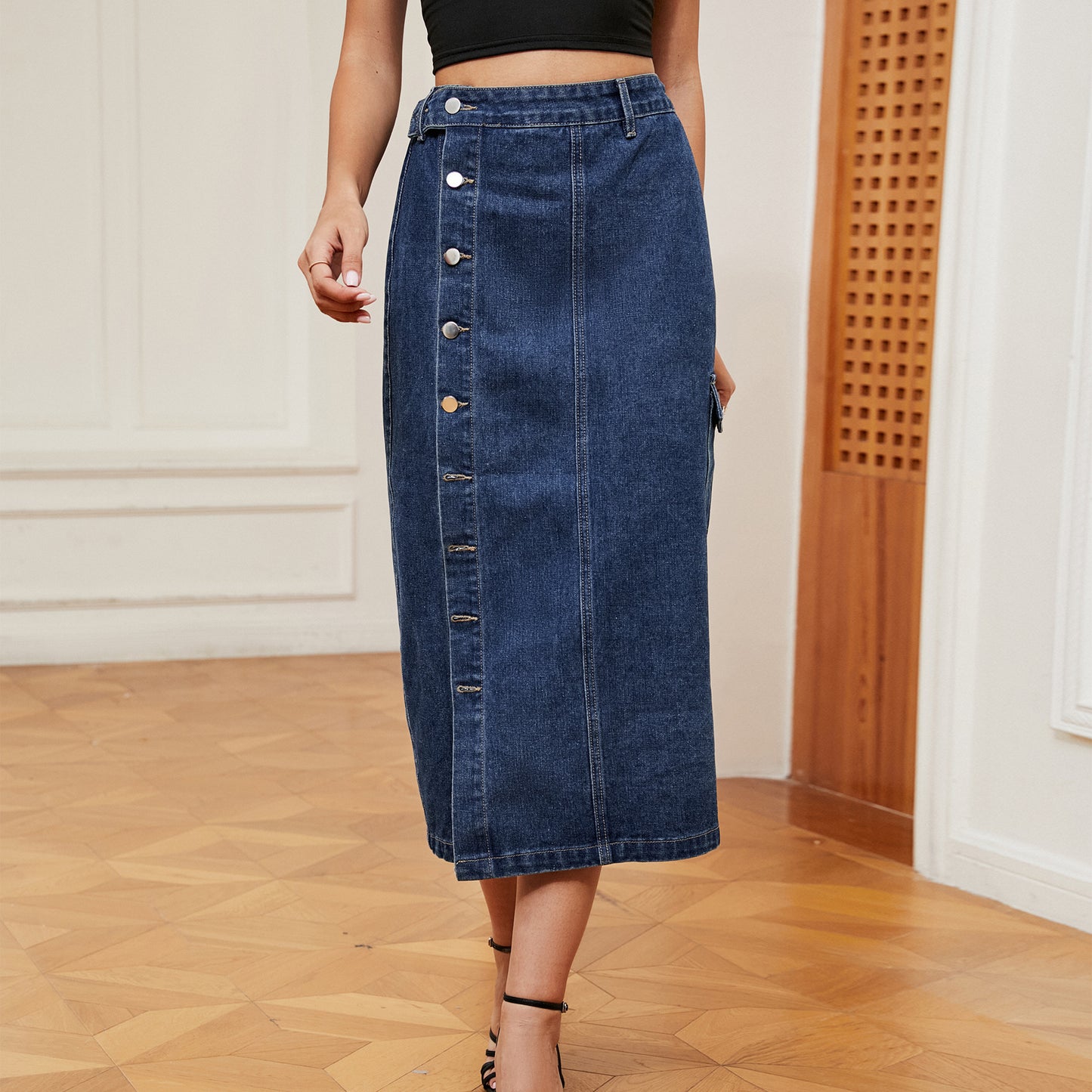 Denim Cargo Pants Casual Skirt