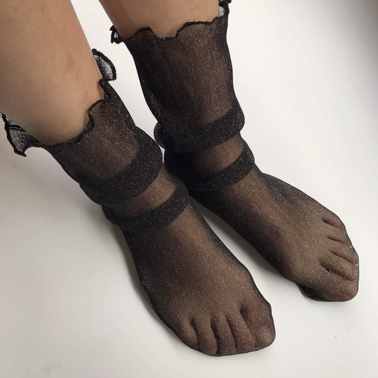 Thin Mid-calf Transparent Net  Lace Socks