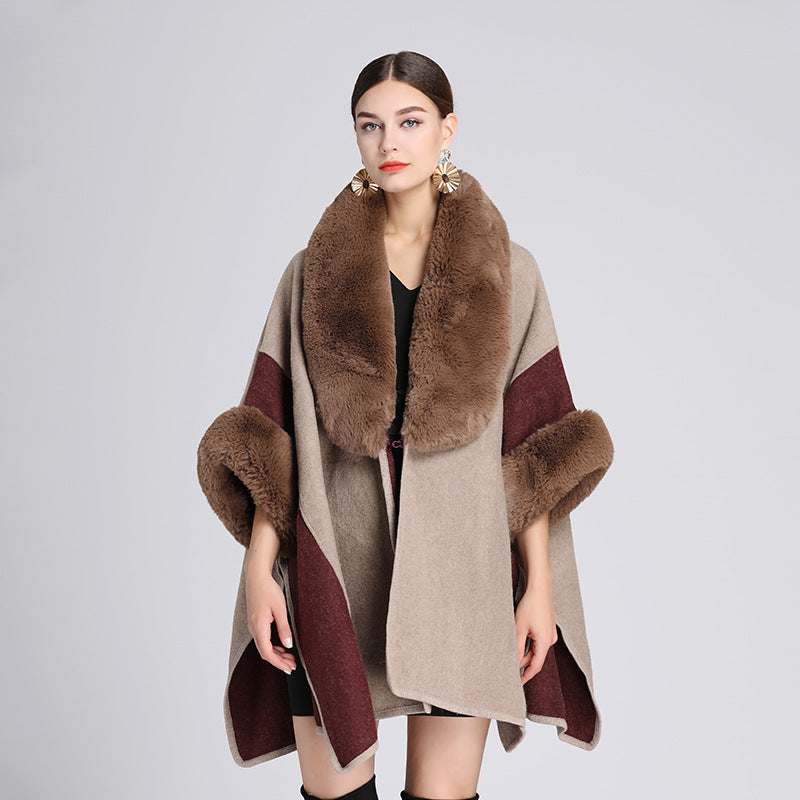 Imitation Rex Rabbit Fur Collar Cape And Shawl