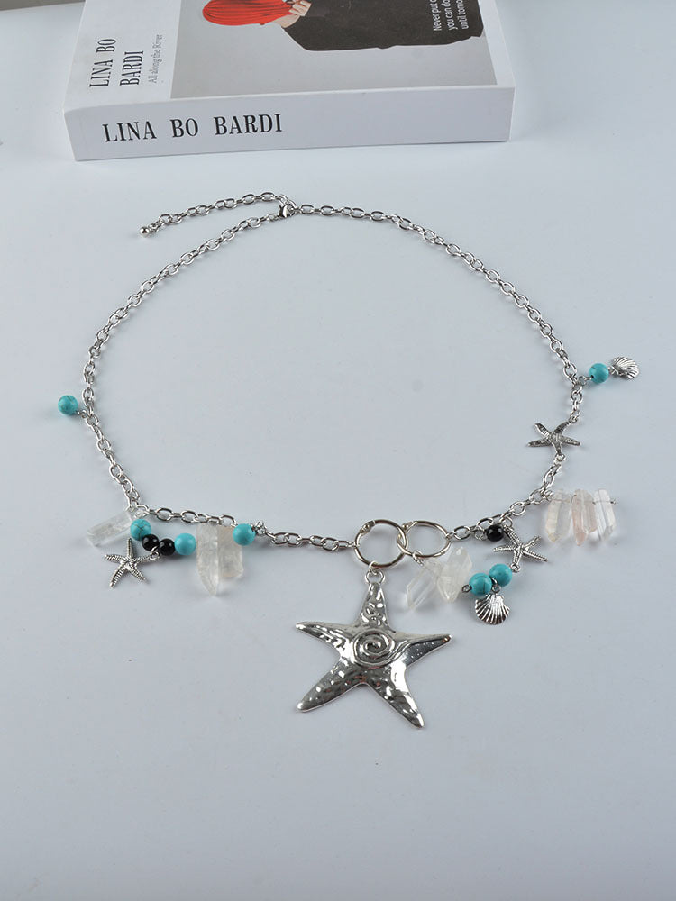 Starfish Natural Crystal Stone Pendant Waist Chain