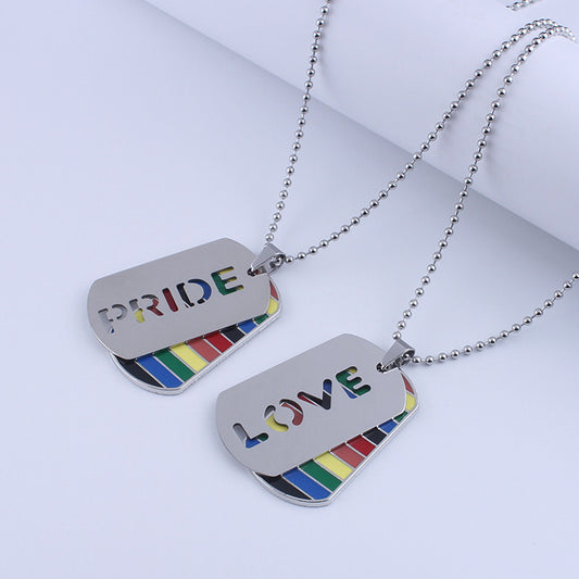 Rainbow Dog Tag Necklace