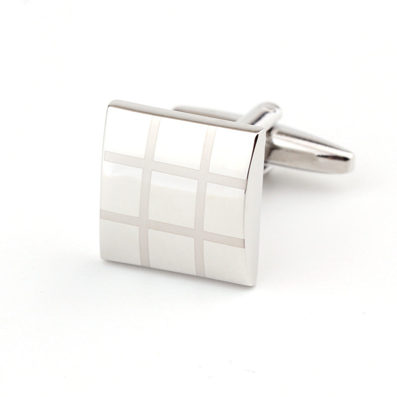 Men's Square Plaid French Cufflinks